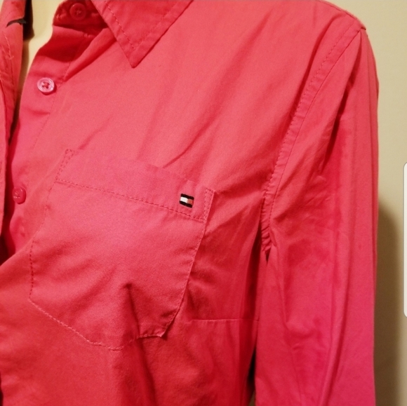 Tommy Hilfiger women red button down shirt - Picture 4 of 5
